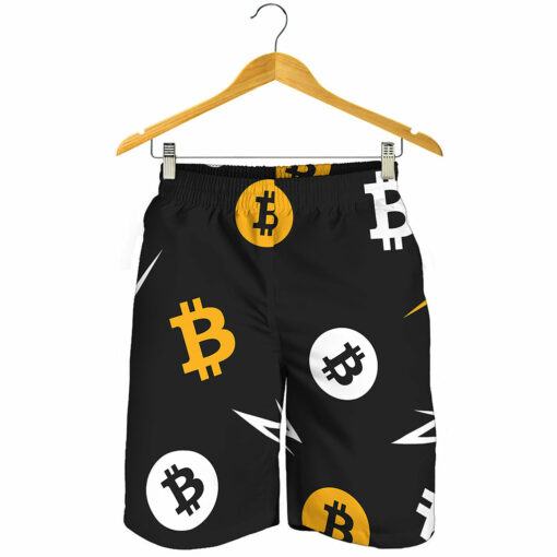 Bitcoin Symbol Pattern Print Men's Shorts