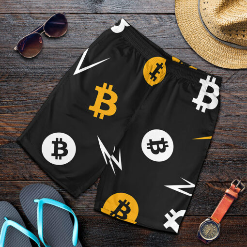 Bitcoin Symbol Pattern Print Men's Shorts