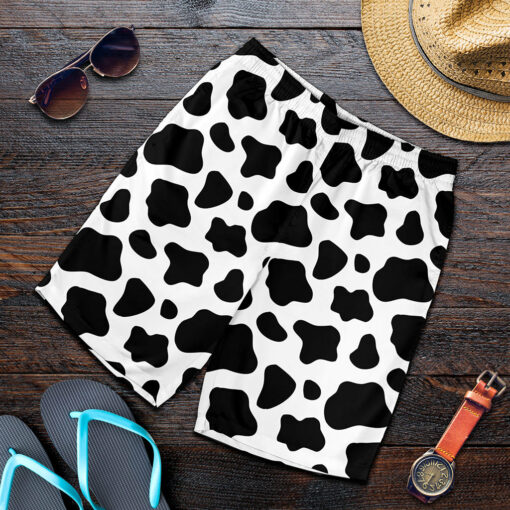 Black And White Cow Print Men's Shorts