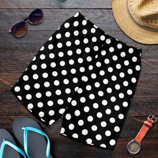Black And White Polka Dot Pattern Print Men's Shorts