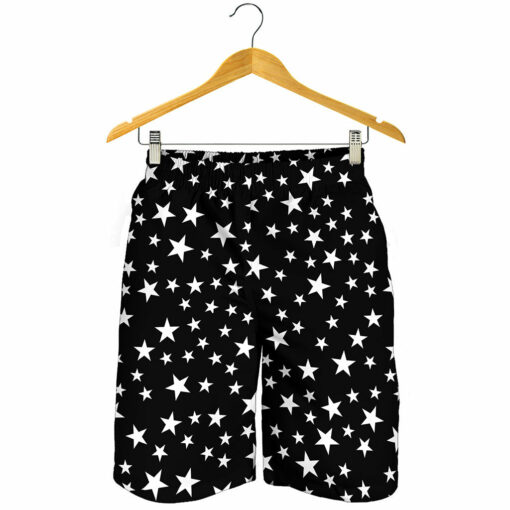 Black And White Star Pattern Print Men's Shorts