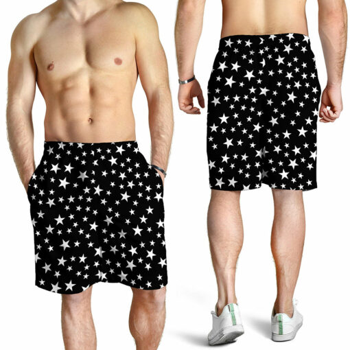 Black And White Star Pattern Print Men's Shorts