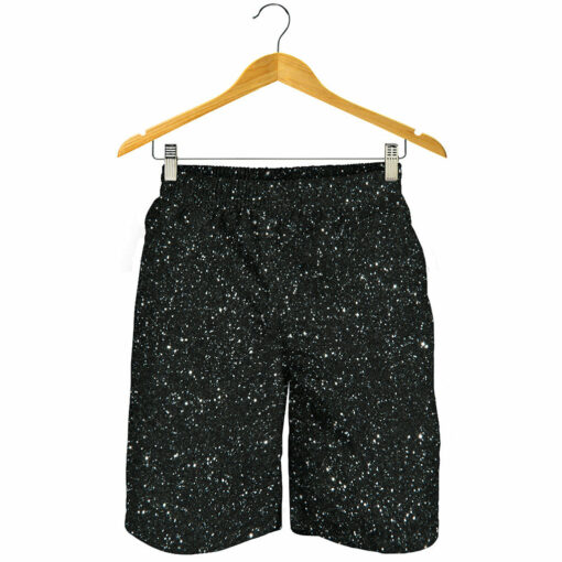 Black (NOT Real) Glitter Print Men's Shorts