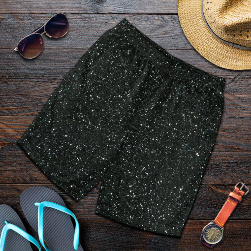 Black (NOT Real) Glitter Print Men's Shorts