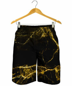 Black Gold Marble Print Men's Shorts