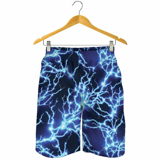 Blue Electric Lightning Print Men's Shorts
