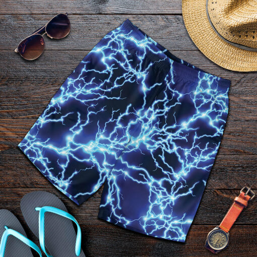 Blue Electric Lightning Print Men's Shorts