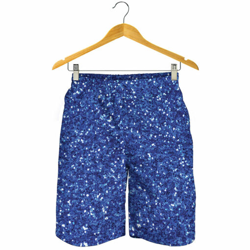 Blue (NOT Real) Glitter Print Men's Shorts