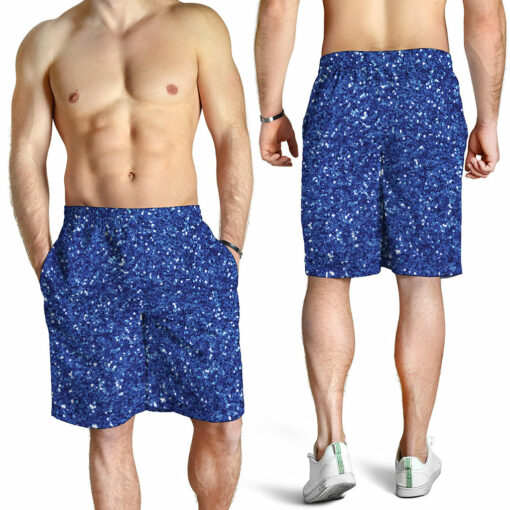 Blue (NOT Real) Glitter Print Men's Shorts