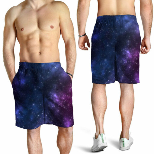 Blue Purple Cosmic Galaxy Space Print Men's Shorts