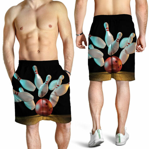 Bowling Strike Print Men's Shorts