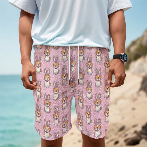 Bunny Corgi Pattern Print Men's Cargo Shorts