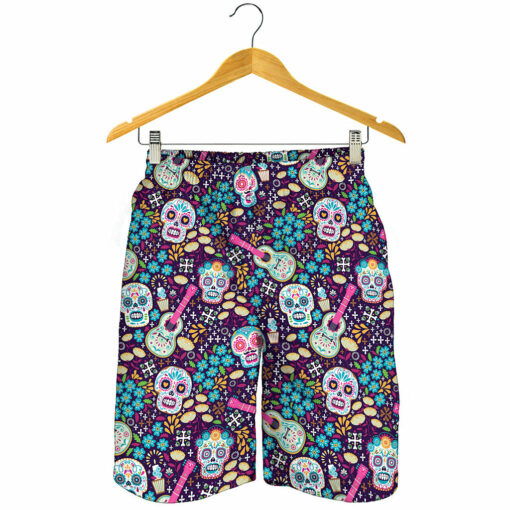 Calaveras Day Of The Dead Pattern Print Men's Shorts