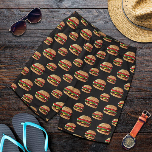 Cheeseburger Pattern Print Men's Shorts
