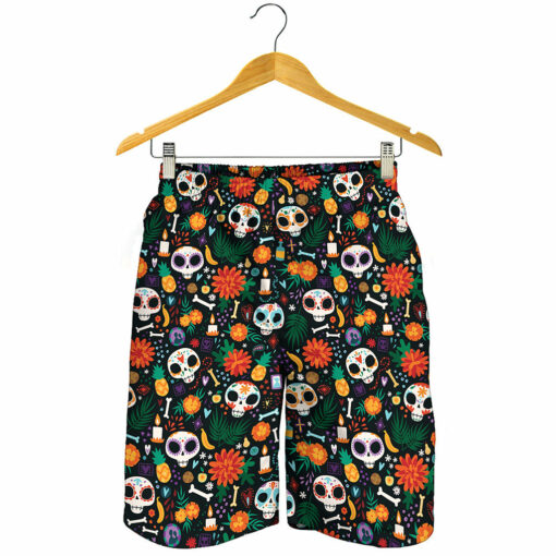 Dia De Los Muertos Day Of The Dead Print Men's Shorts
