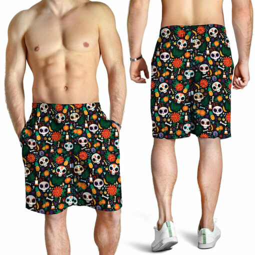 Dia De Los Muertos Day Of The Dead Print Men's Shorts