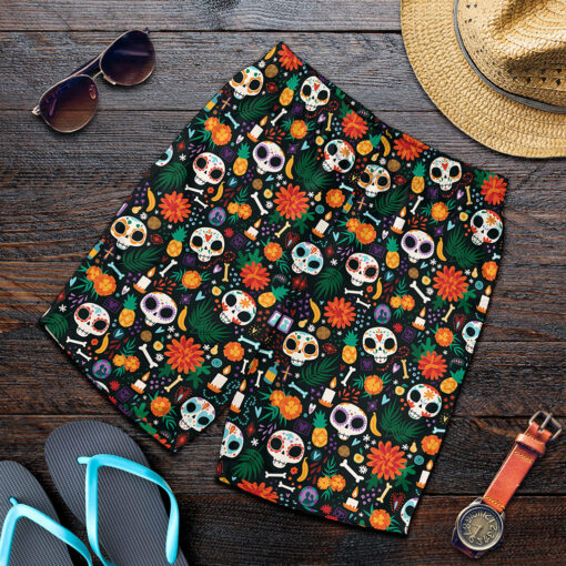 Dia De Los Muertos Day Of The Dead Print Men's Shorts