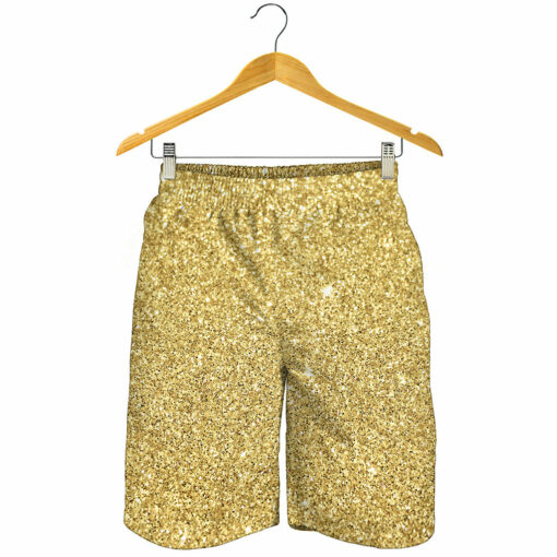 Gold (NOT Real) Glitter Print Men's Shorts