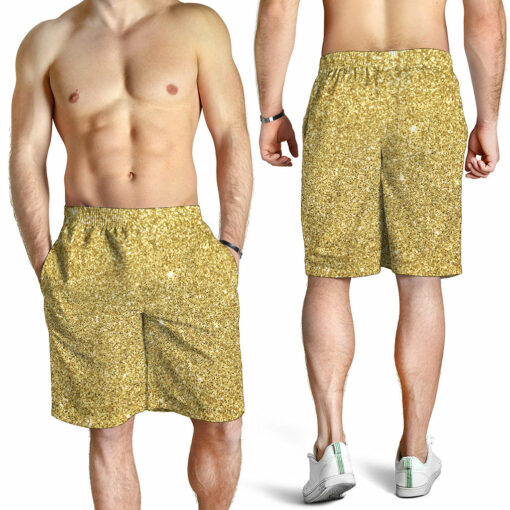 Gold (NOT Real) Glitter Print Men's Shorts