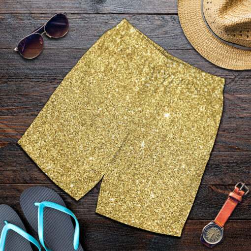 Gold (NOT Real) Glitter Print Men's Shorts