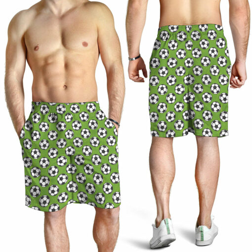 Green Soccer Ball Pattern Print Men's Shorts