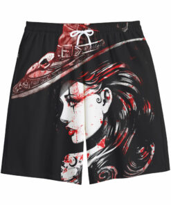 Halloween Vampire Girl Print Cotton Shorts