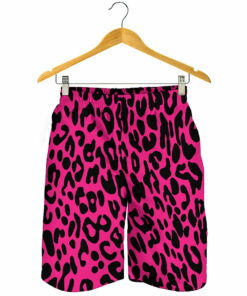 Hot Pink Leopard Print Men's Shorts