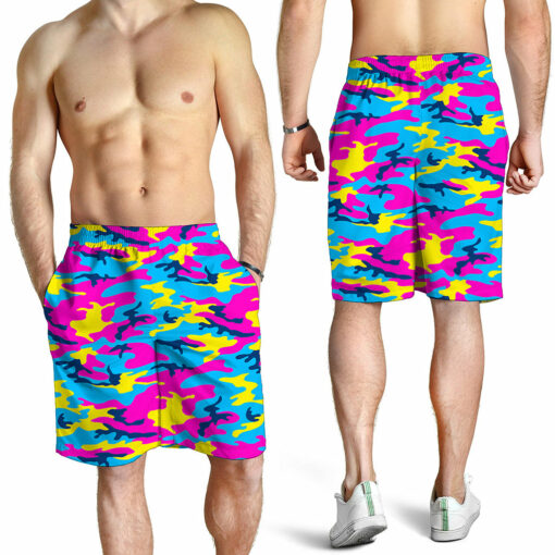 Neon Camouflage Print Men's Shorts
