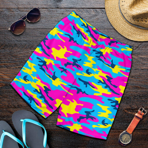 Neon Camouflage Print Men's Shorts