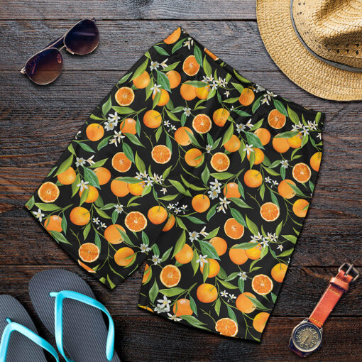 Orange Fruit Pattern Print Men's Shorts
