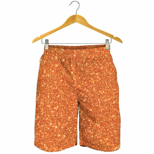Orange (NOT Real) Glitter Print Men's Shorts