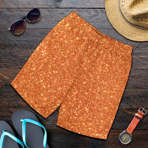Orange (NOT Real) Glitter Print Men's Shorts