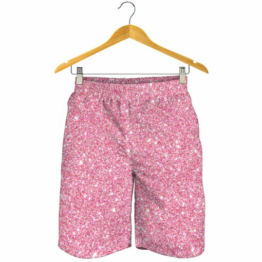 Pink (NOT Real) Glitter Print Men's Shorts