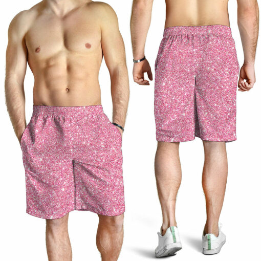 Pink (NOT Real) Glitter Print Men's Shorts