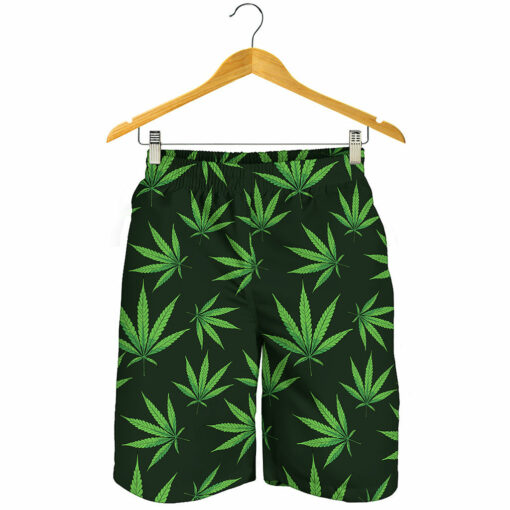 Pot Leaf Pattern Print Men's Shorts