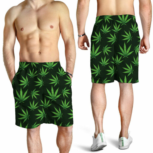 Pot Leaf Pattern Print Men's Shorts