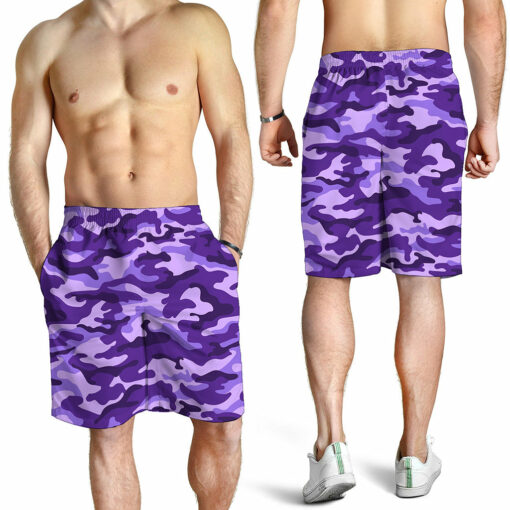 Purple Camouflage Print Men's Shorts