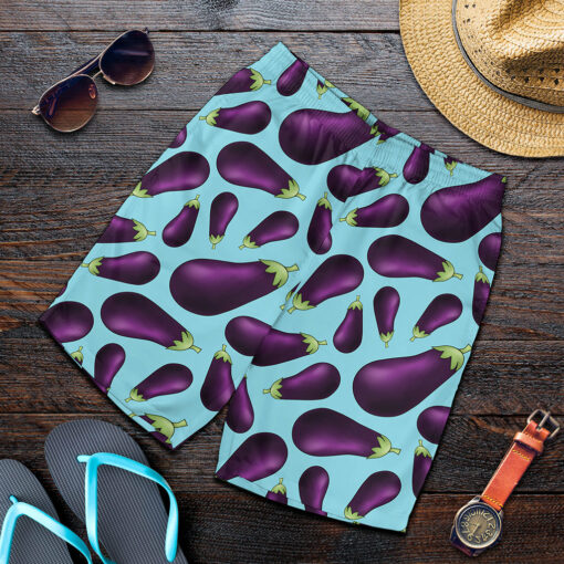 Purple Eggplant Pattern Print Men's Shorts