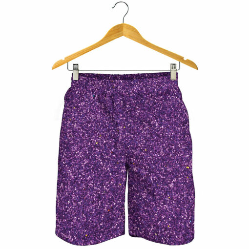 Purple (NOT Real) Glitter Print Men's Shorts
