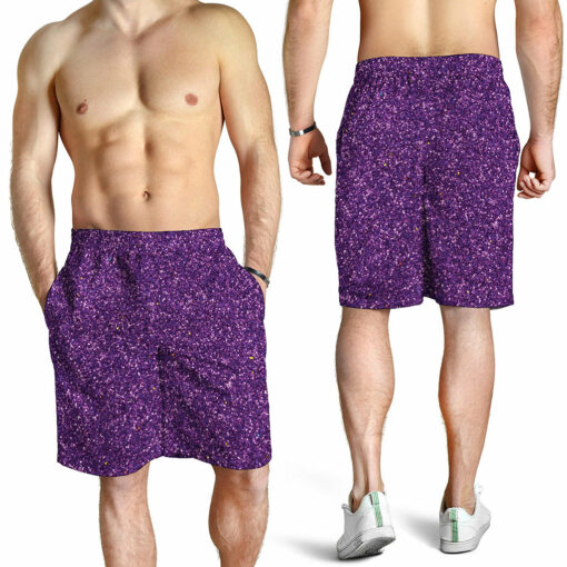 Purple (NOT Real) Glitter Print Men's Shorts
