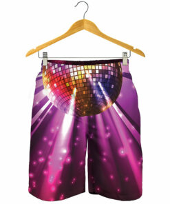 Purple Light Disco Ball Print Men's Shorts