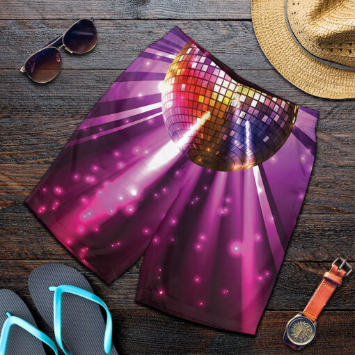 Purple Light Disco Ball Print Men's Shorts
