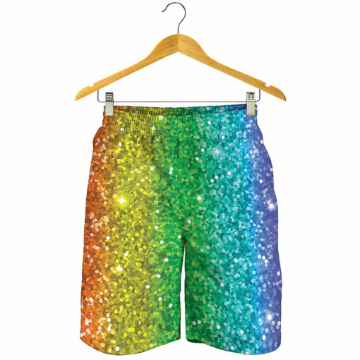 Rainbow (NOT Real) Glitter Print Men's Shorts