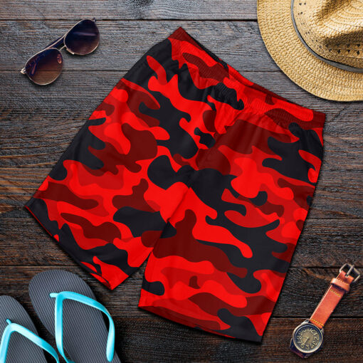 Red And Black Camouflage Print Men's Shorts