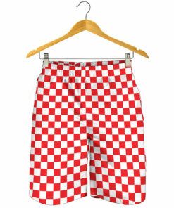 Red And White Checkered Pattern Print Men's Shorts