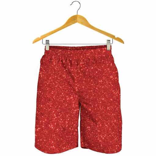 Red (NOT Real) Glitter Print Men's Shorts
