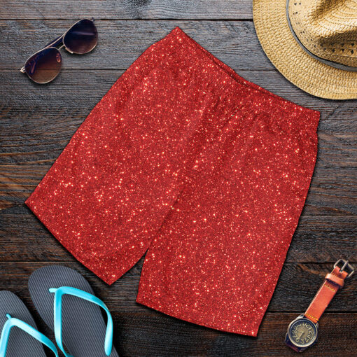 Red (NOT Real) Glitter Print Men's Shorts