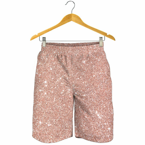 Rose Gold (NOT Real) Glitter Print Men's Shorts
