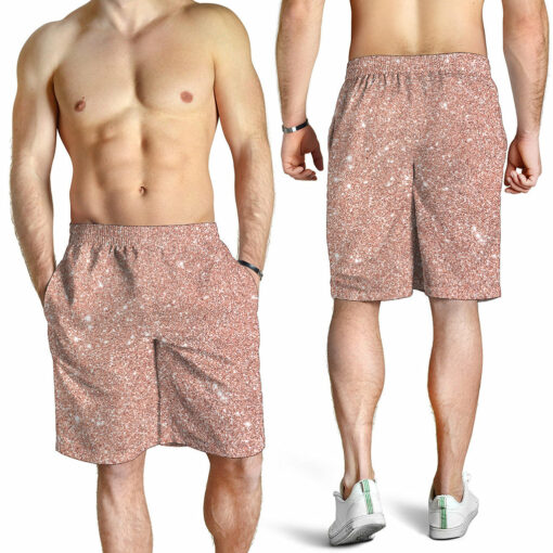 Rose Gold (NOT Real) Glitter Print Men's Shorts