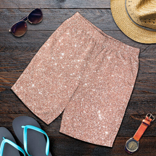 Rose Gold (NOT Real) Glitter Print Men's Shorts